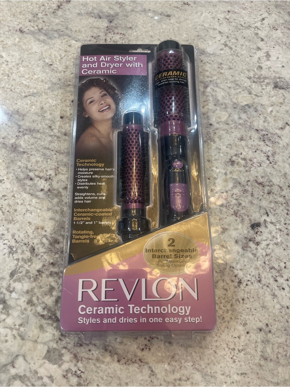 NEW Revlon Ceramic Hot Air Styler & Dryer Kit - 2 Interchangeable Barrels (VNTG)
